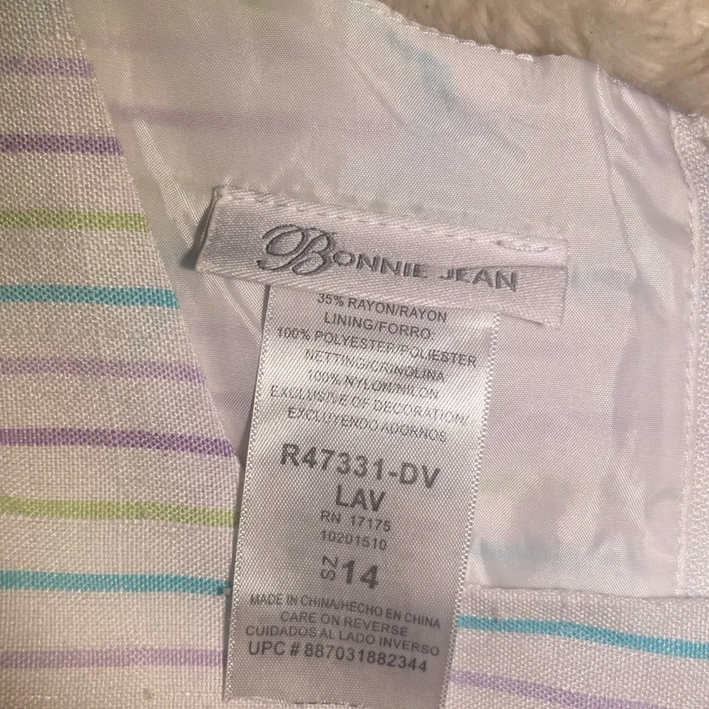 Bonnie Jean Striped Purple and Green girls dress size 14